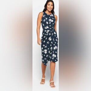 Nine Britton Navy and White Faux Wrap Dress